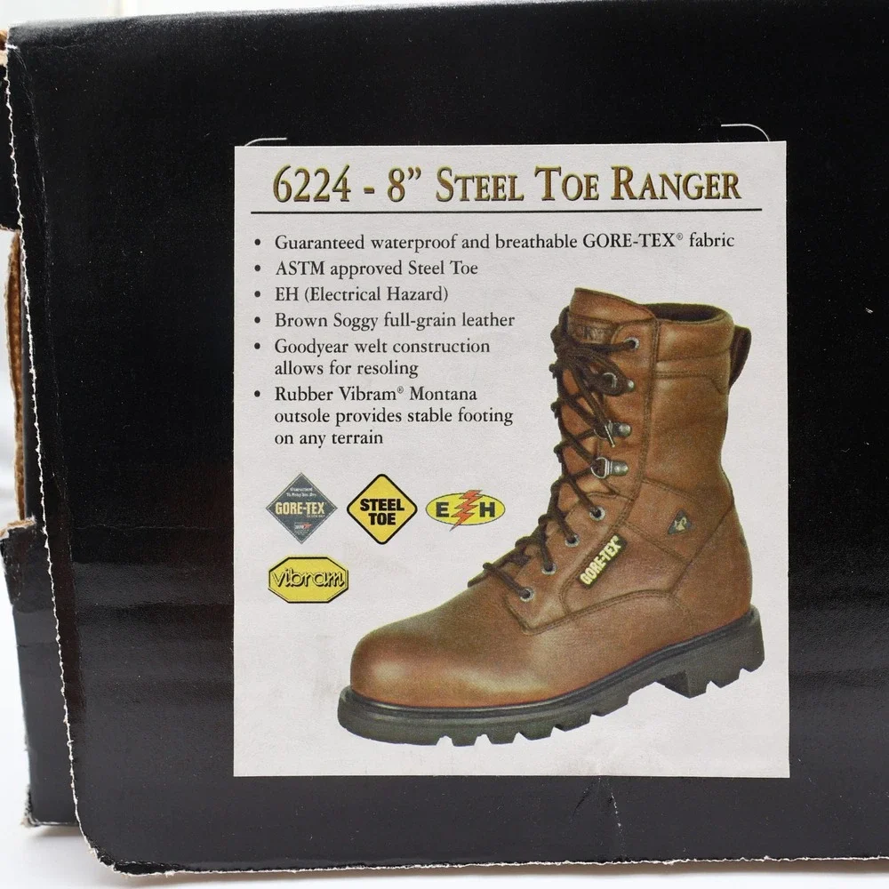 Rocky 6224 Steel Toe Ranger Work Boots Mens 12M Brown Leather Gore-Tex New
